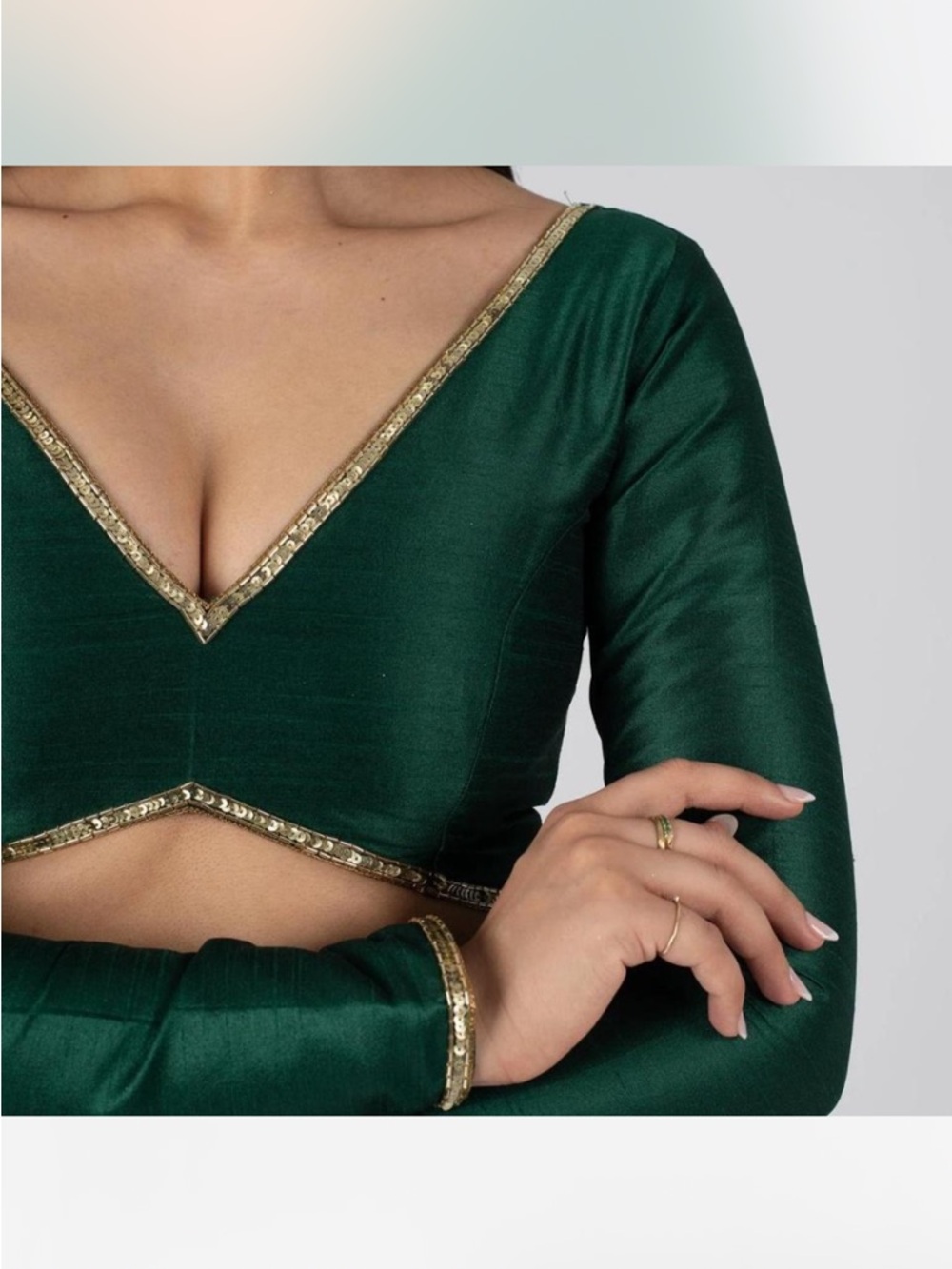 The Saree Room Emerald Green Blouse (s/xs) and Sequined Lehenga (xs) - Picture 3 of 9